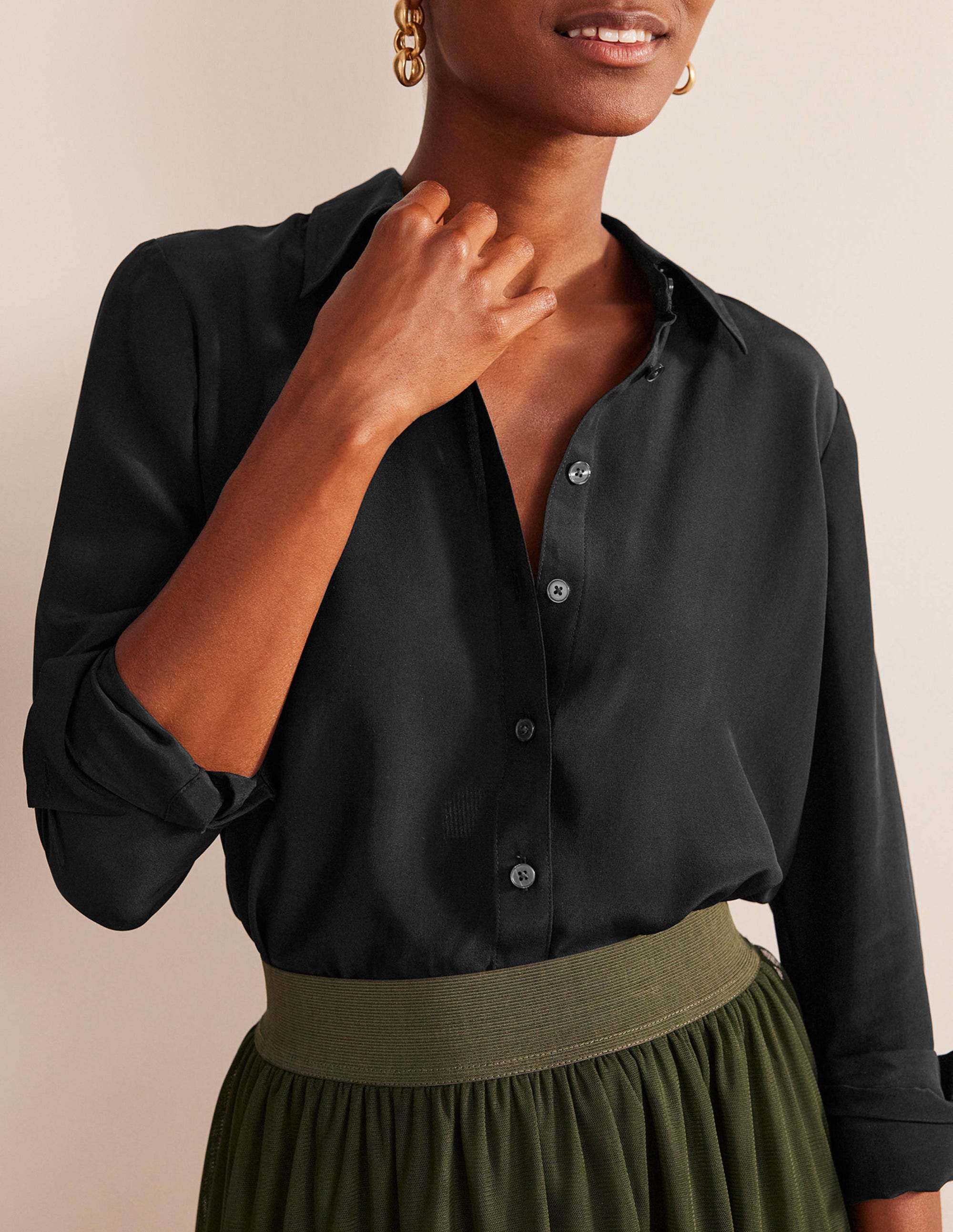 Sienna Silk Shirt-Black - Image 4