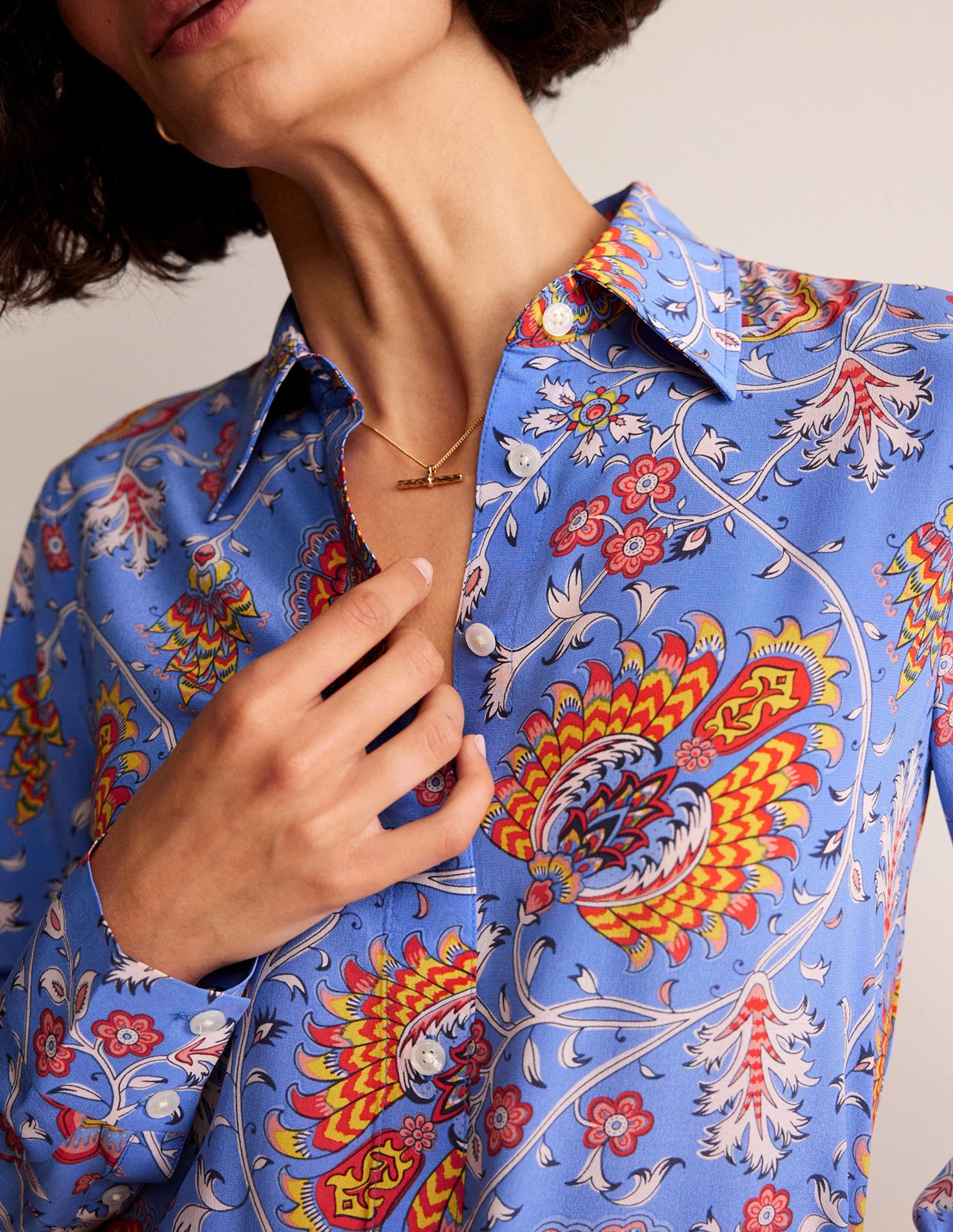 Sienna Silk Shirt-Azure, Gardenia Grove - Image 2