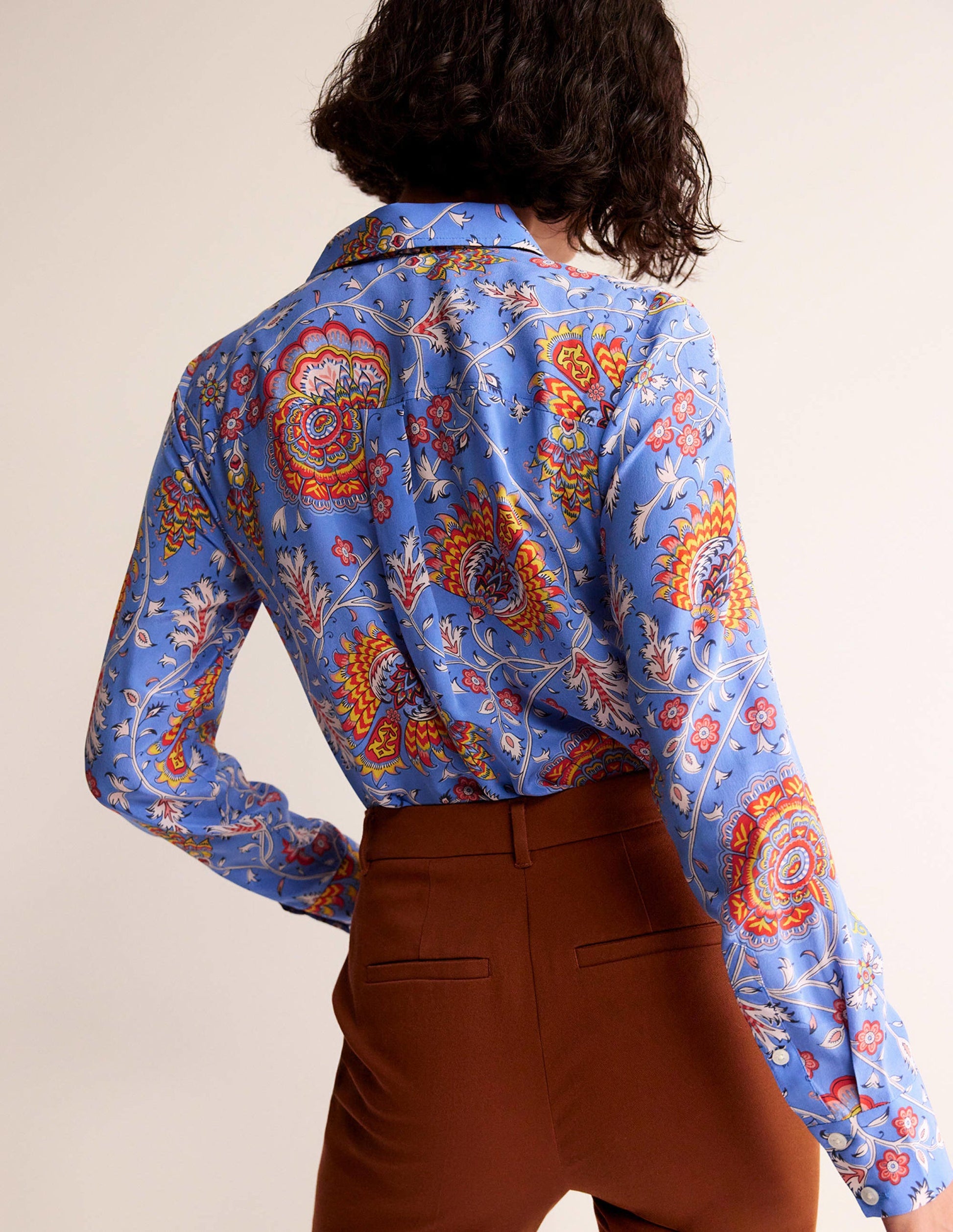 Sienna Silk Shirt-Azure, Gardenia Grove-3