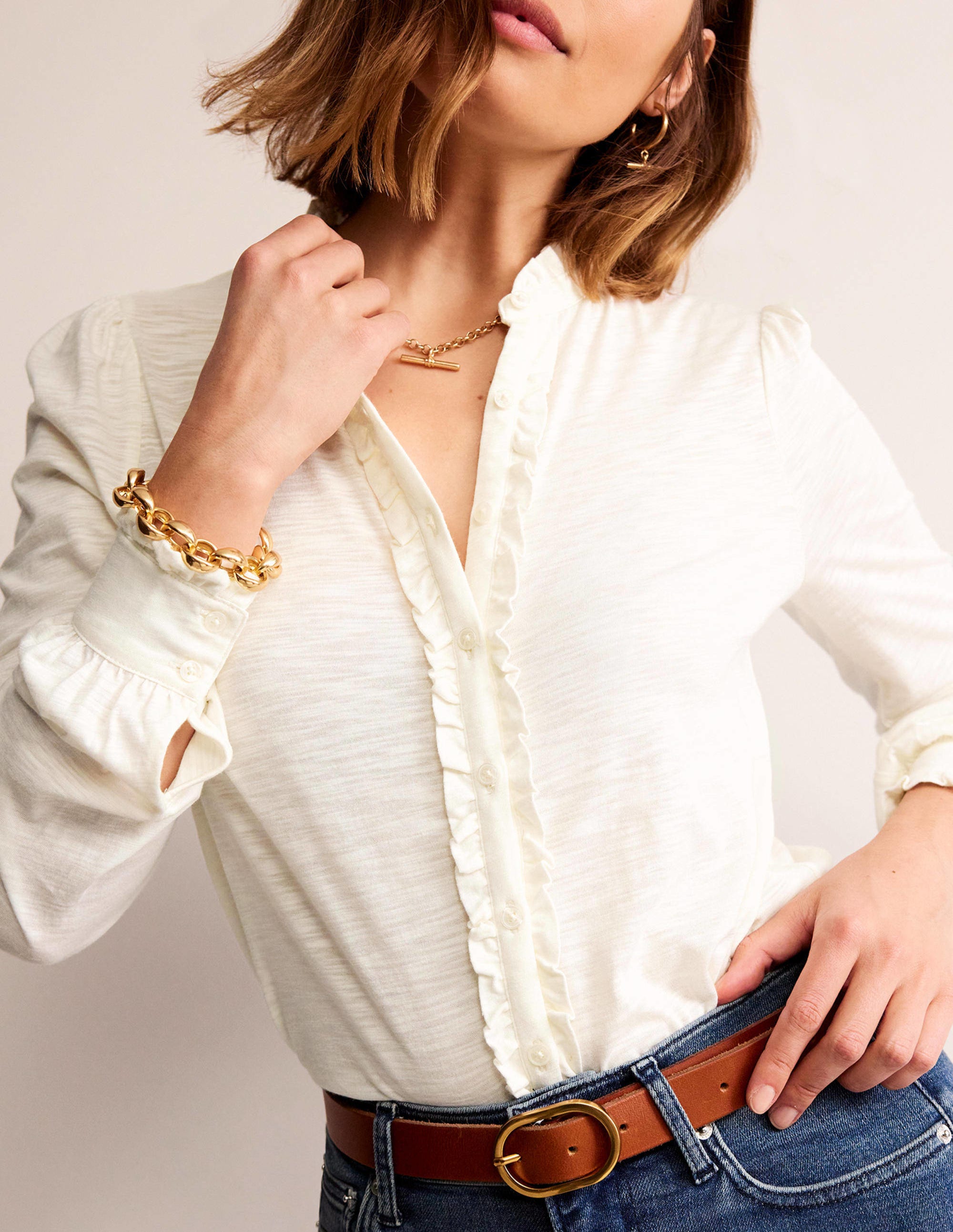 Caroline Jersey Shirt-Ivory - Image 2