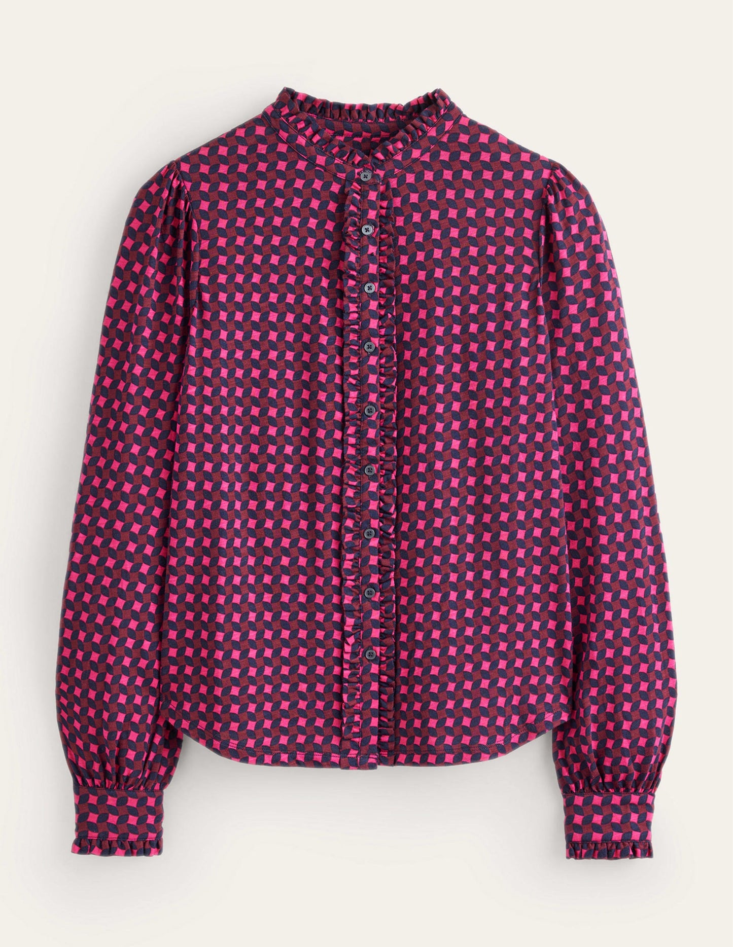 Caroline Jersey Shirt-Vibrant Pink, Abstract Diamond