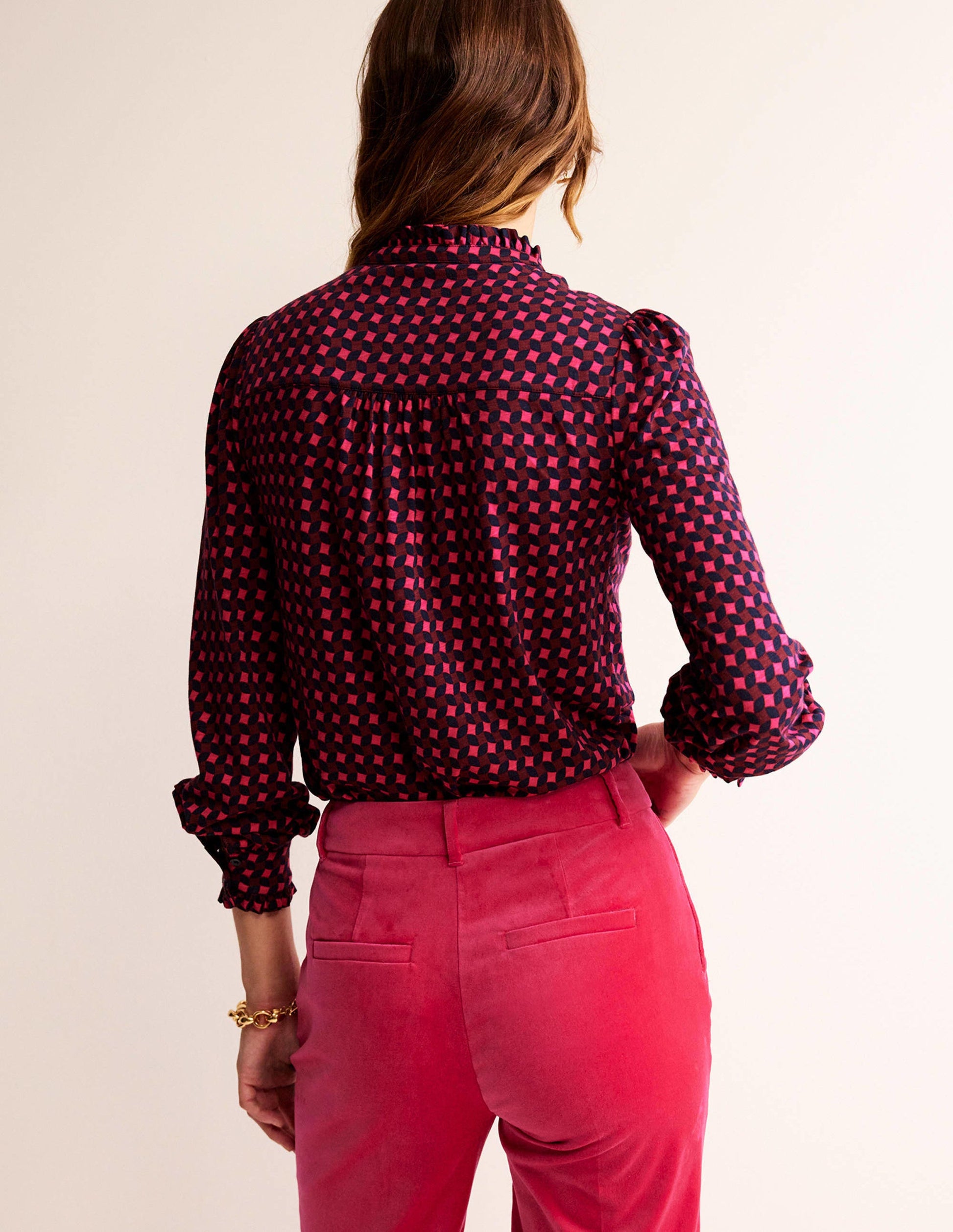 Caroline Jersey Shirt-Vibrant Pink, Abstract Diamond-3