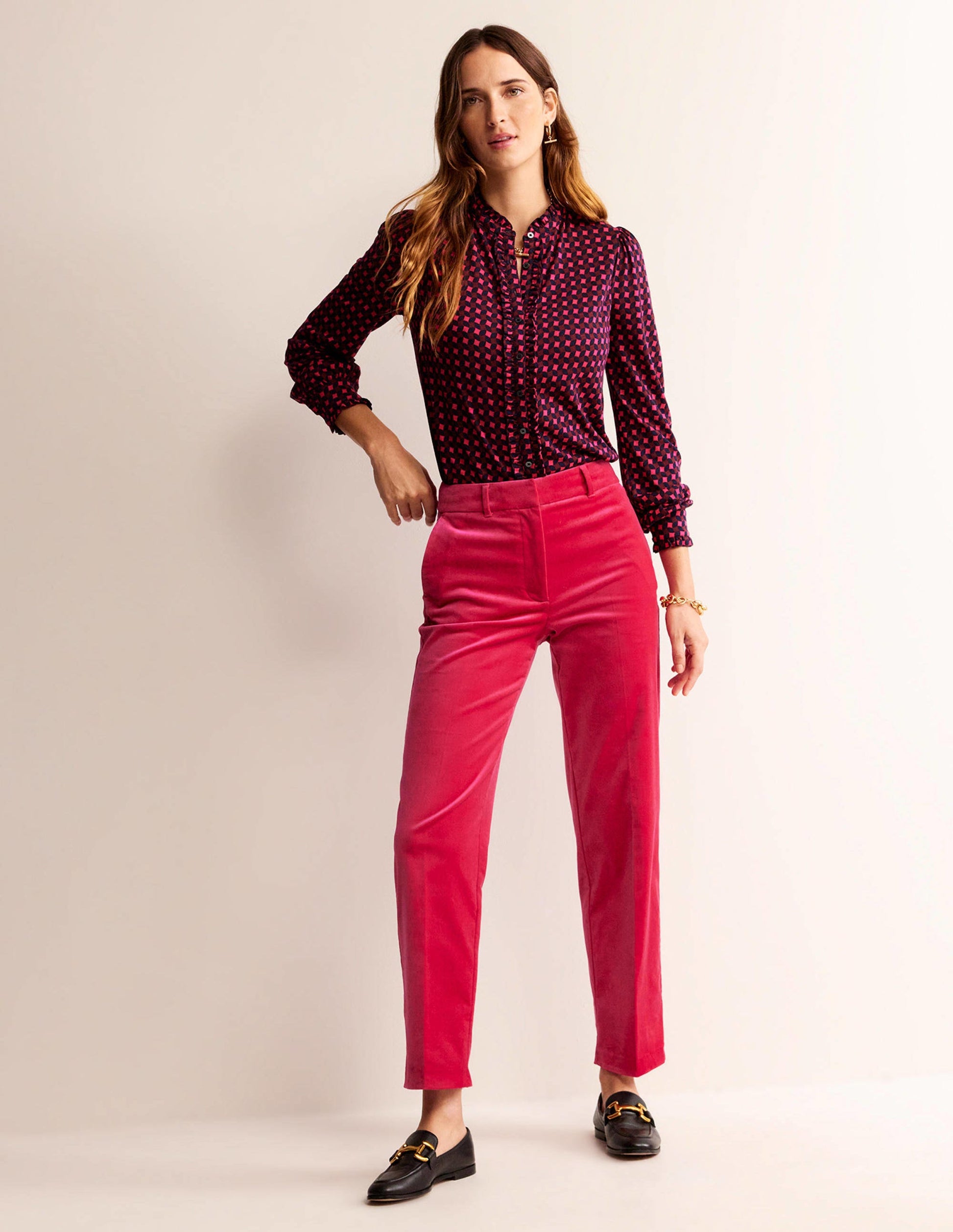 Caroline Jersey Shirt-Vibrant Pink, Abstract Diamond-4