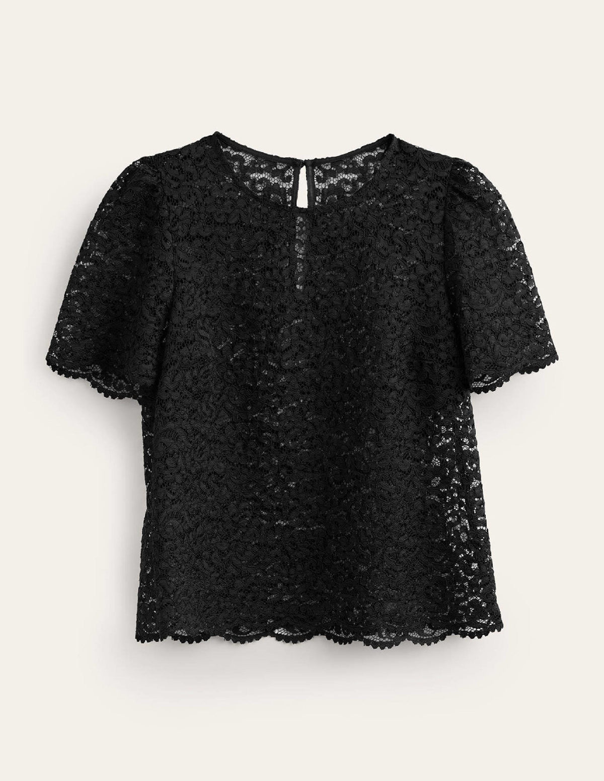 Lace Co-ord T-Shirt-Black-6