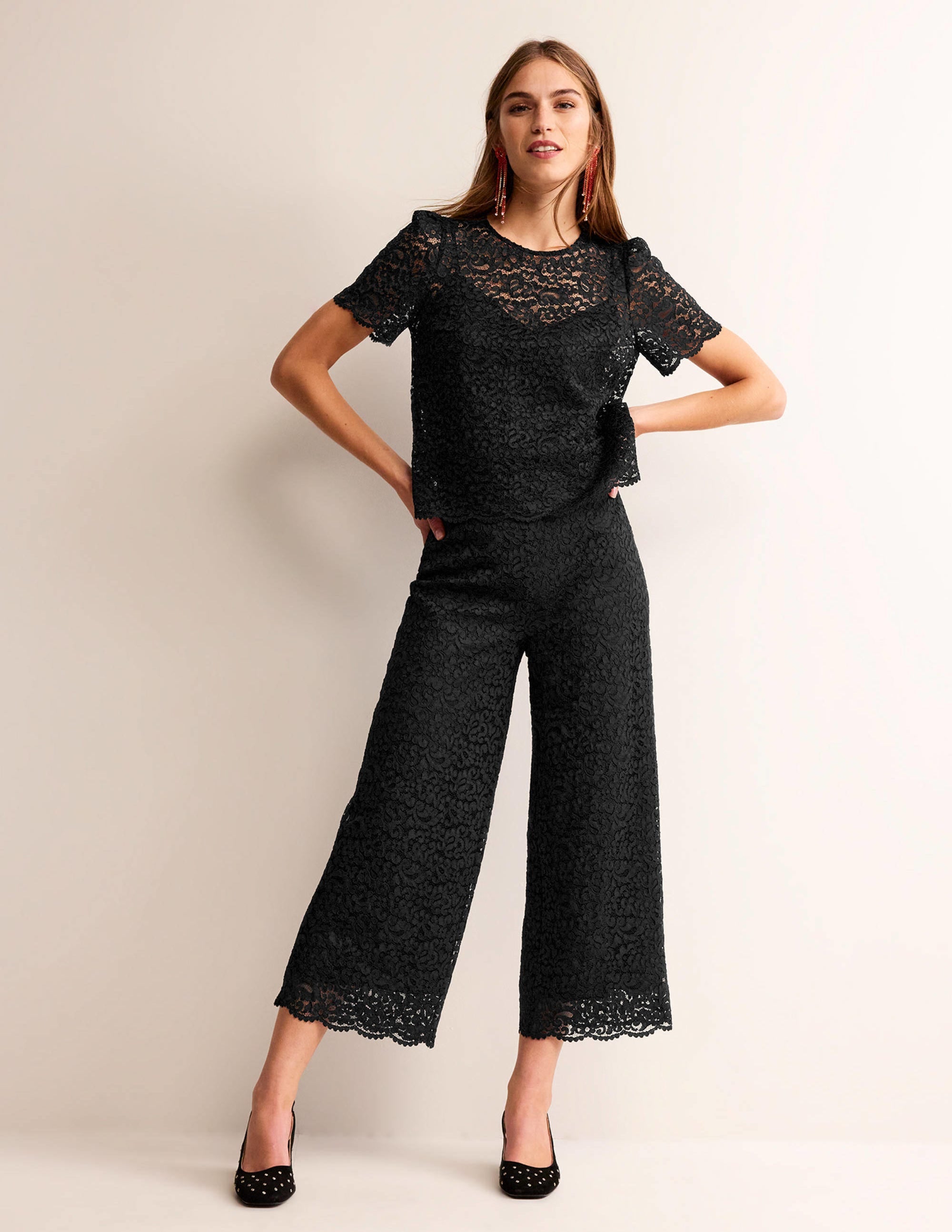 Lace Co-ord T-Shirt-Black - Image 4