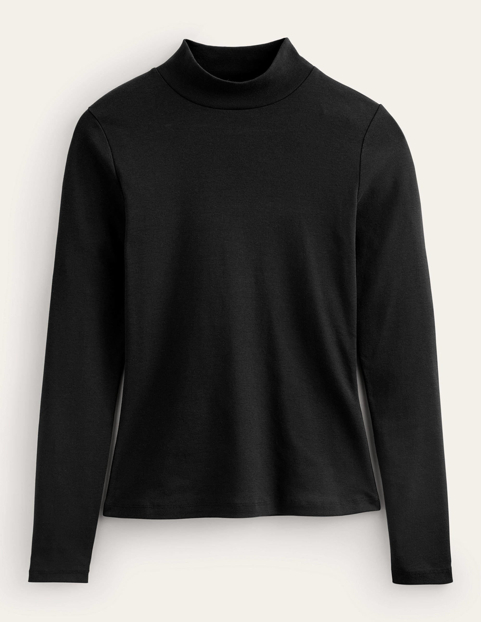 Essential High Neck Jersey Top-Black - Image 5