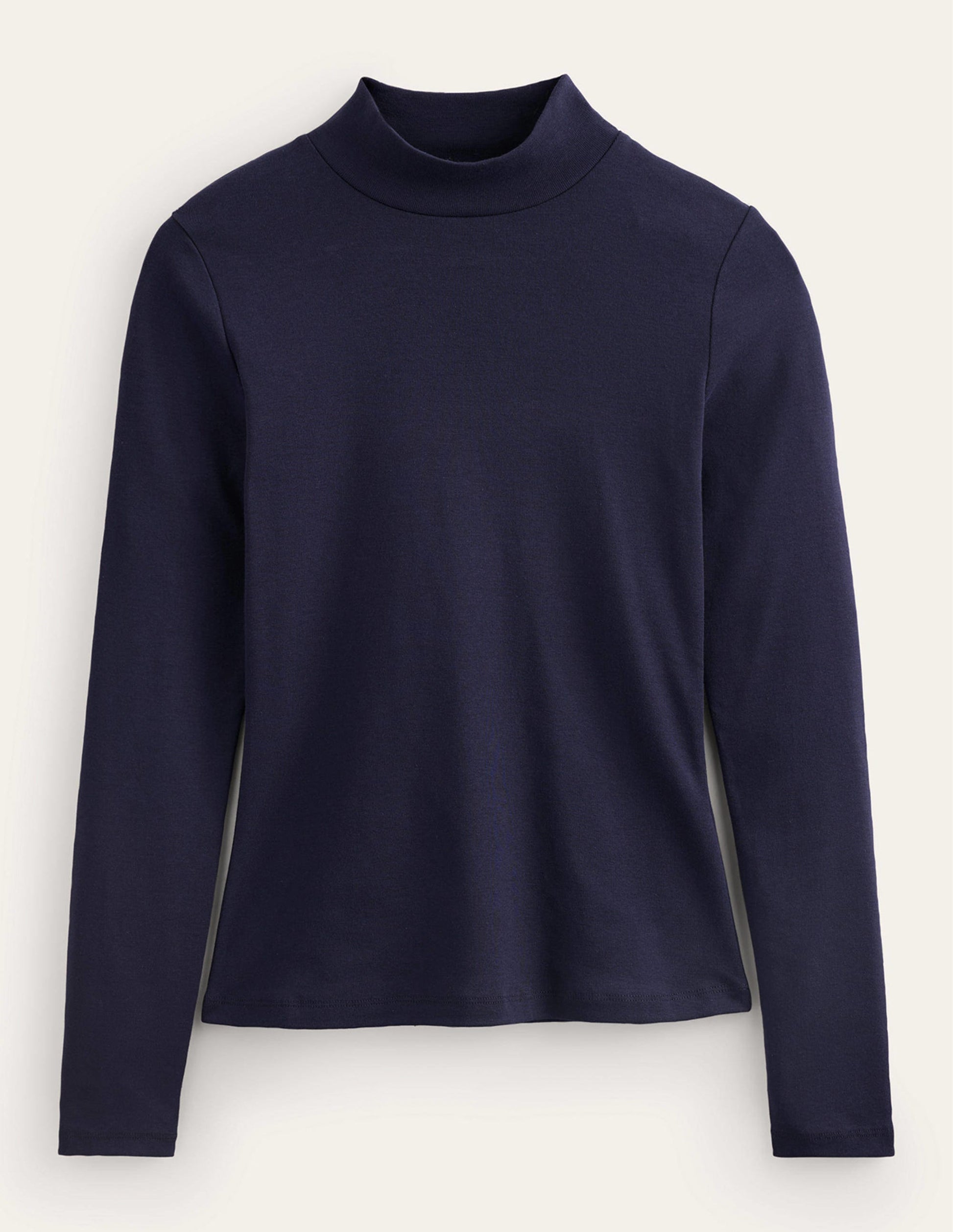 Essential High Neck Jersey Top-Navy-5