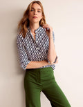 Phoebe Cotton Shirt-Ivory, Block Tile