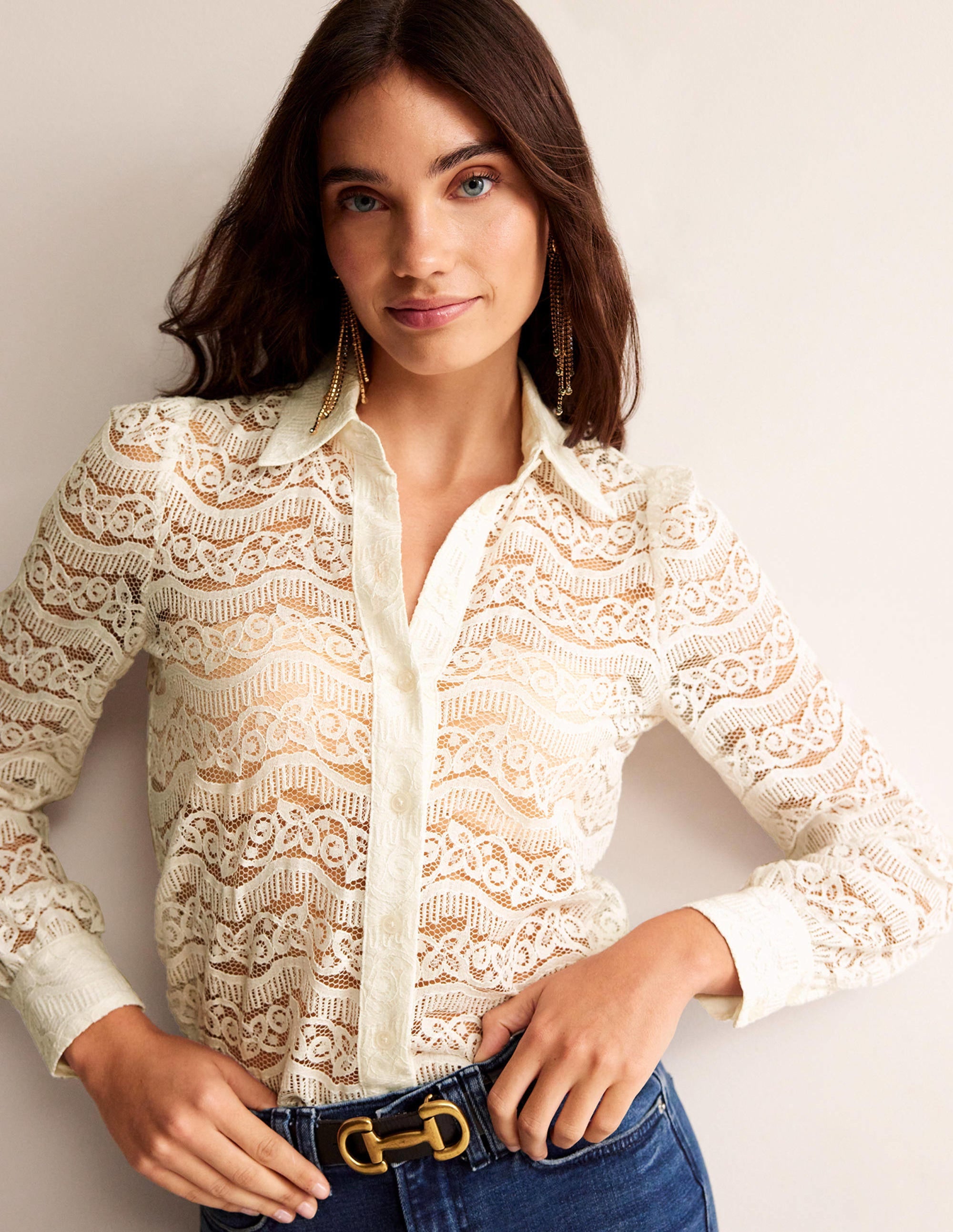 Romantic Lace Shirt-Ivory - Image 1
