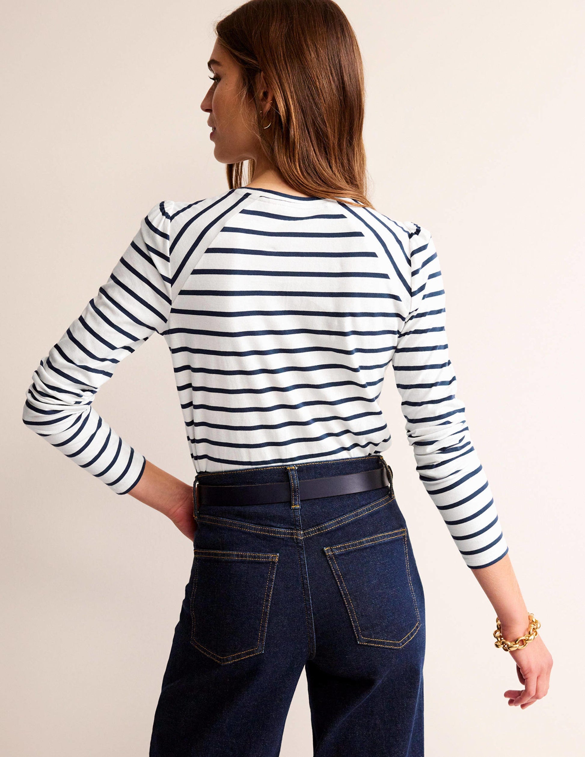 Arabella Stripe T-Shirt-Ivory, French Navy-3