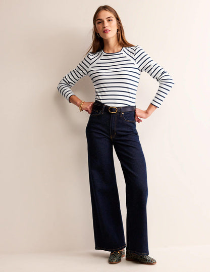 Arabella Stripe T-Shirt-Ivory, French Navy-4