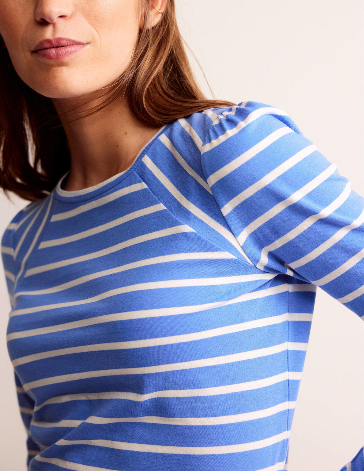 Arabella Stripe T-Shirt-Marina, Ivory - Image 2