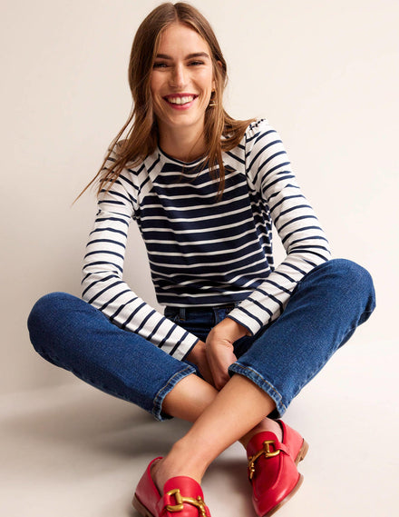 Arabella Stripe T-Shirt-French Navy, Ivory Hotch