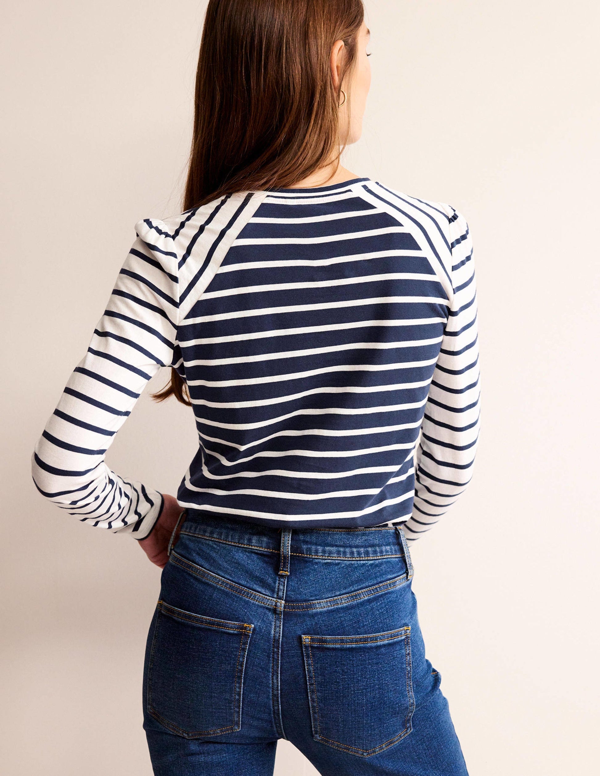 Arabella Stripe T-Shirt-French Navy, Ivory Hotch-3