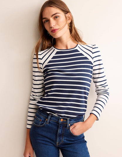 Arabella Stripe T-Shirt-French Navy, Ivory Hotch-4