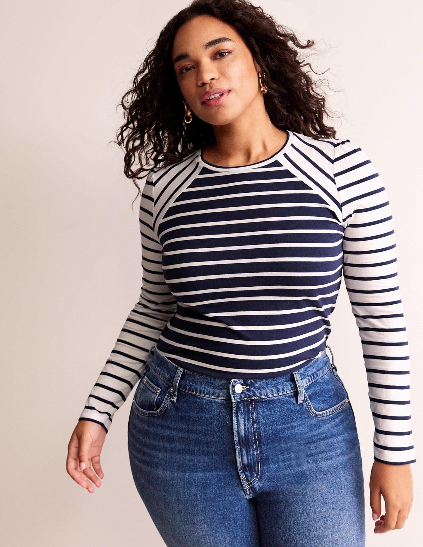 Arabella Stripe T-Shirt-French Navy, Ivory Hotch