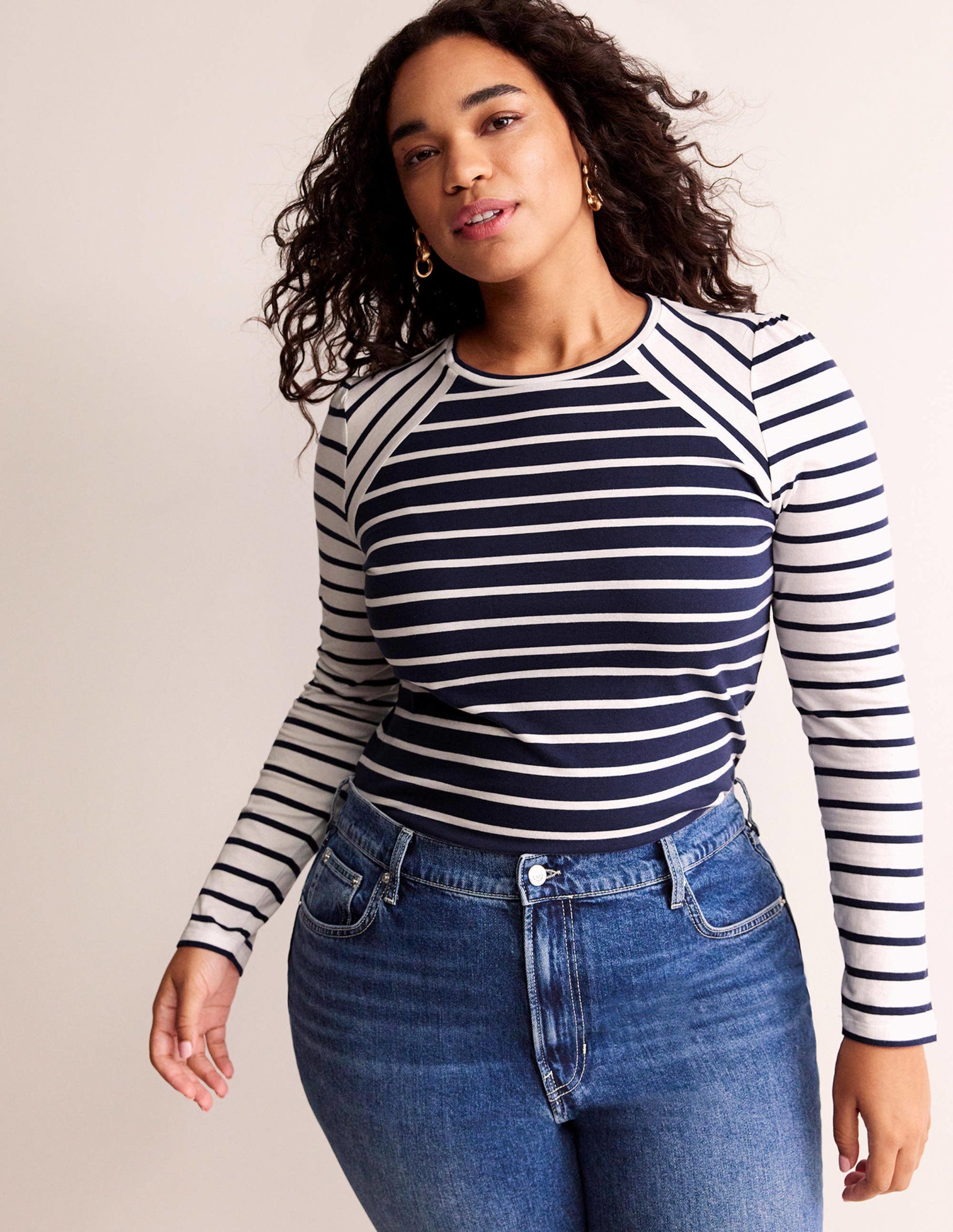 Arabella Stripe T-Shirt-French Navy, Ivory Hotch-5