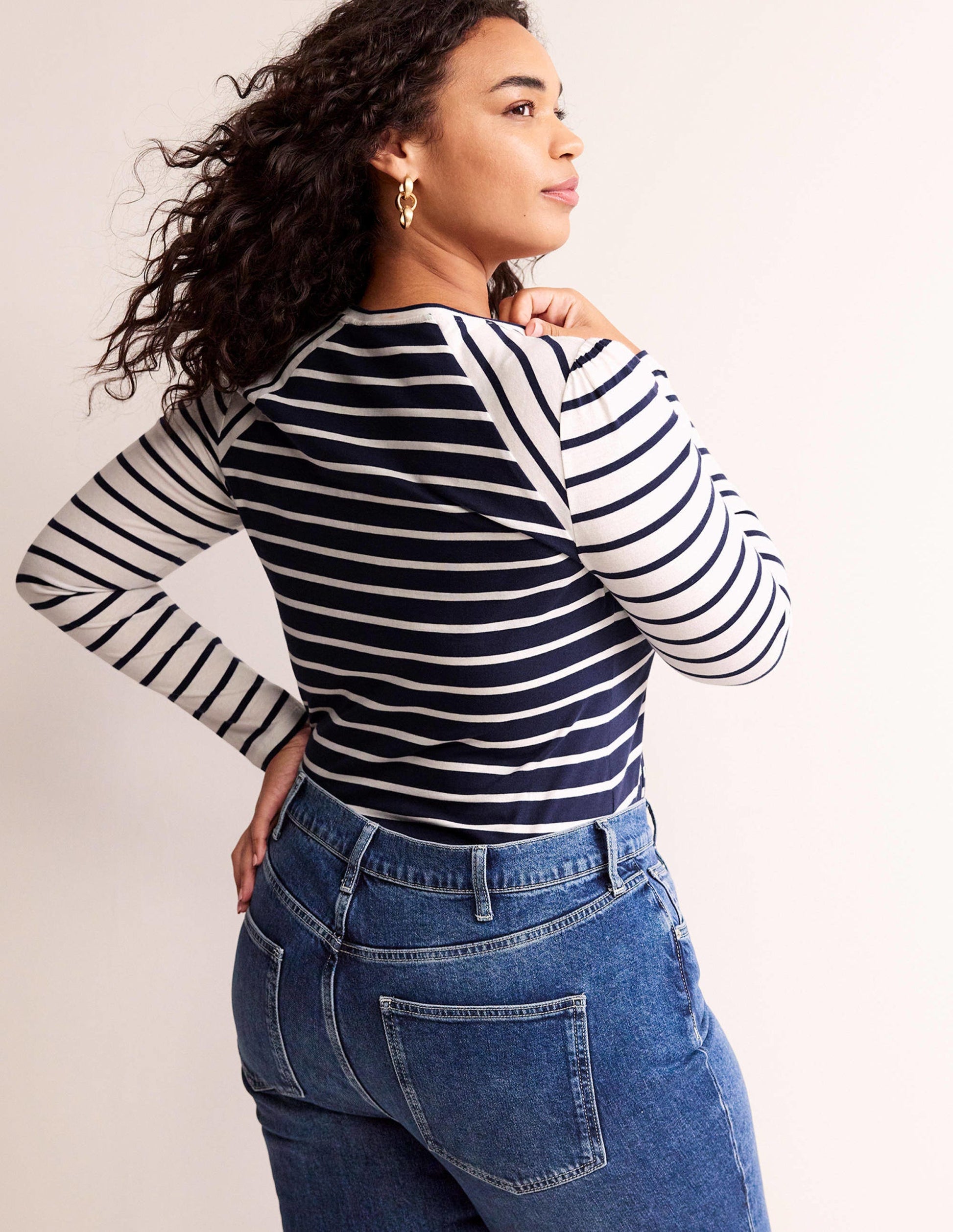 Arabella Stripe T-Shirt-French Navy, Ivory Hotch-6