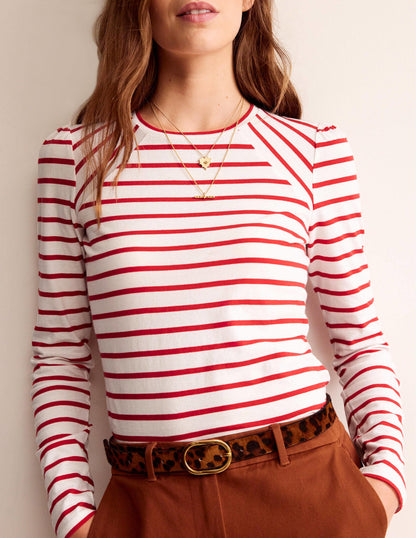 Arabella Stripe T-Shirt-Hot Pepper, Ivory-4