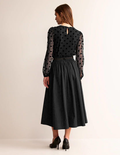 Puff-Sleeve Spotty Tulle Top-Black-6
