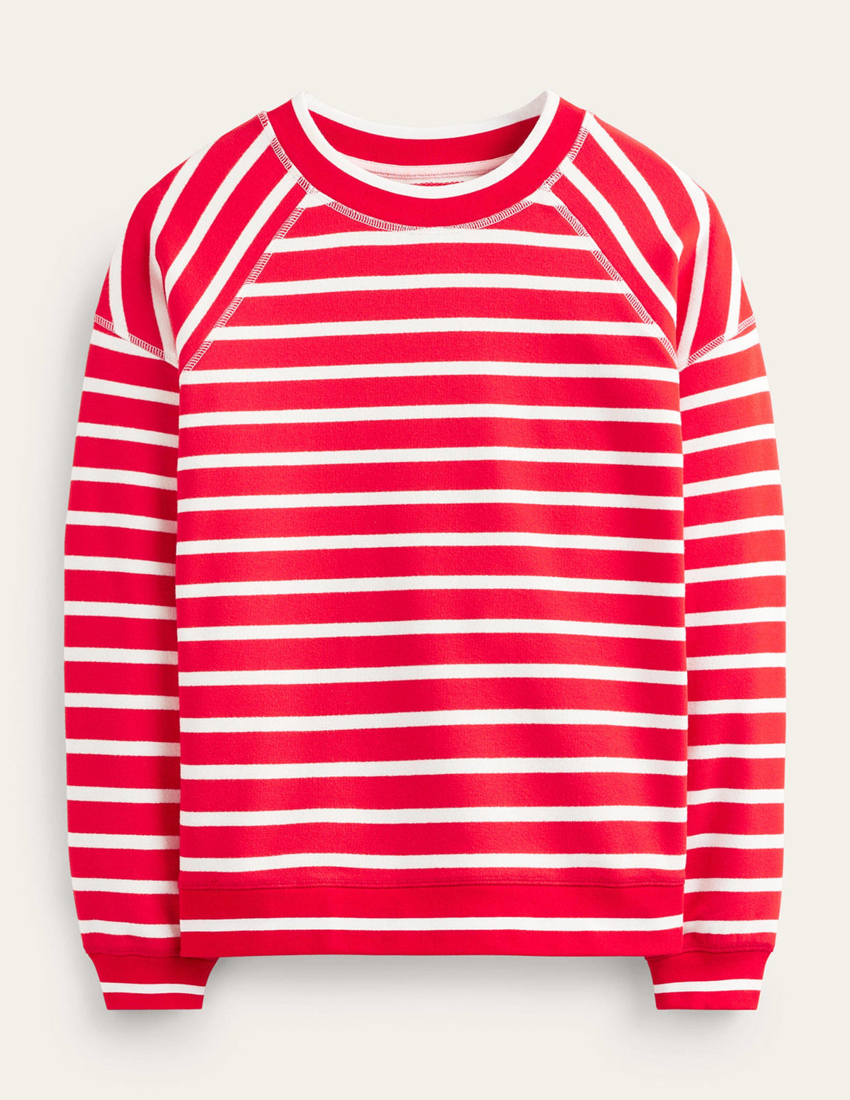 Striped Raglan Sweatshirt-Red, Ivory - Image 6