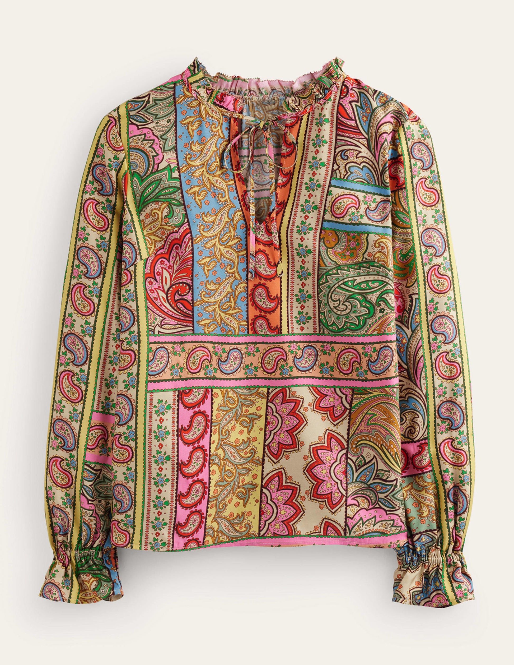 Silk Viscose Romantic Blouse-Multi, Patchwork-5