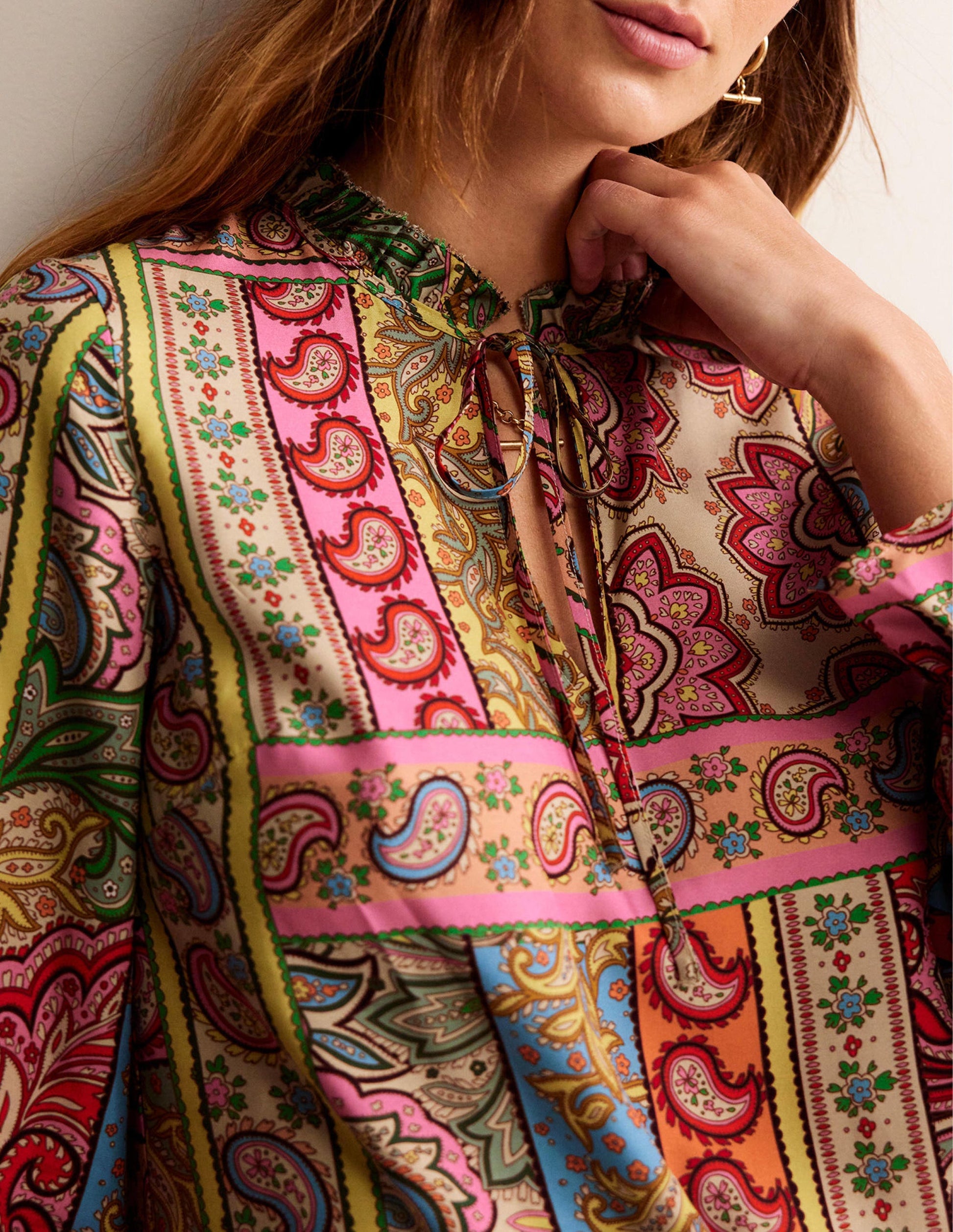 Silk Viscose Romantic Blouse-Multi, Patchwork-2