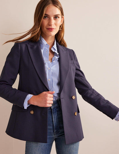Double-Breasted Blazer-Navy-1