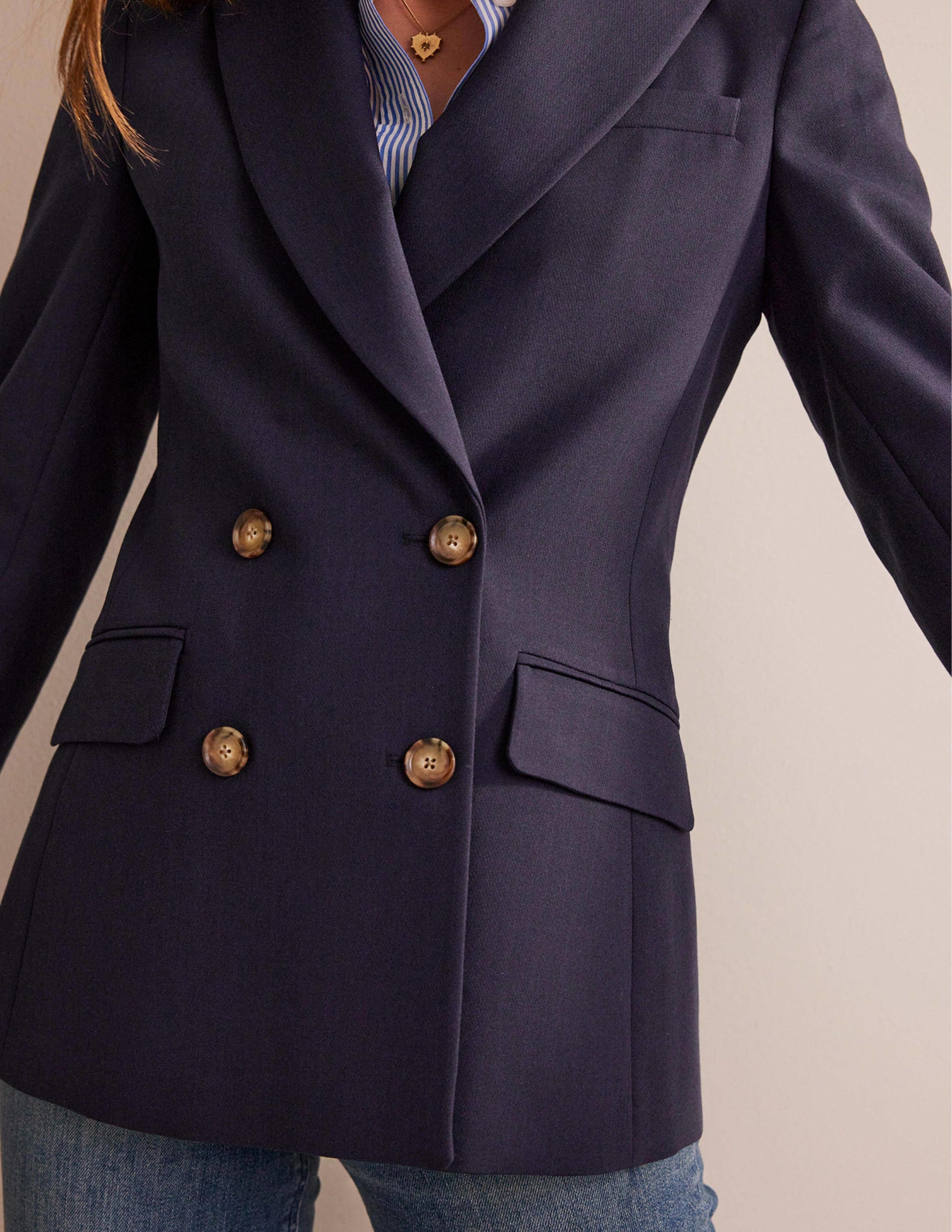 Double-Breasted Blazer-Navy-2