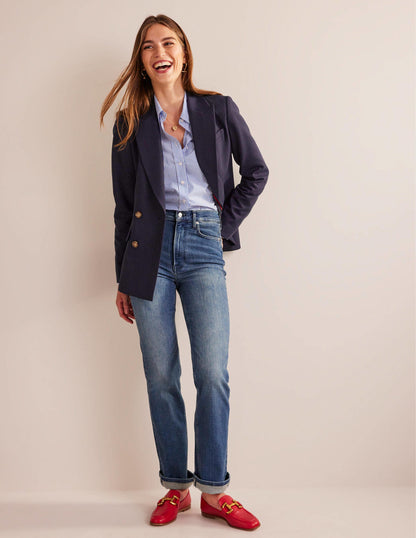 Double-Breasted Blazer-Navy-4