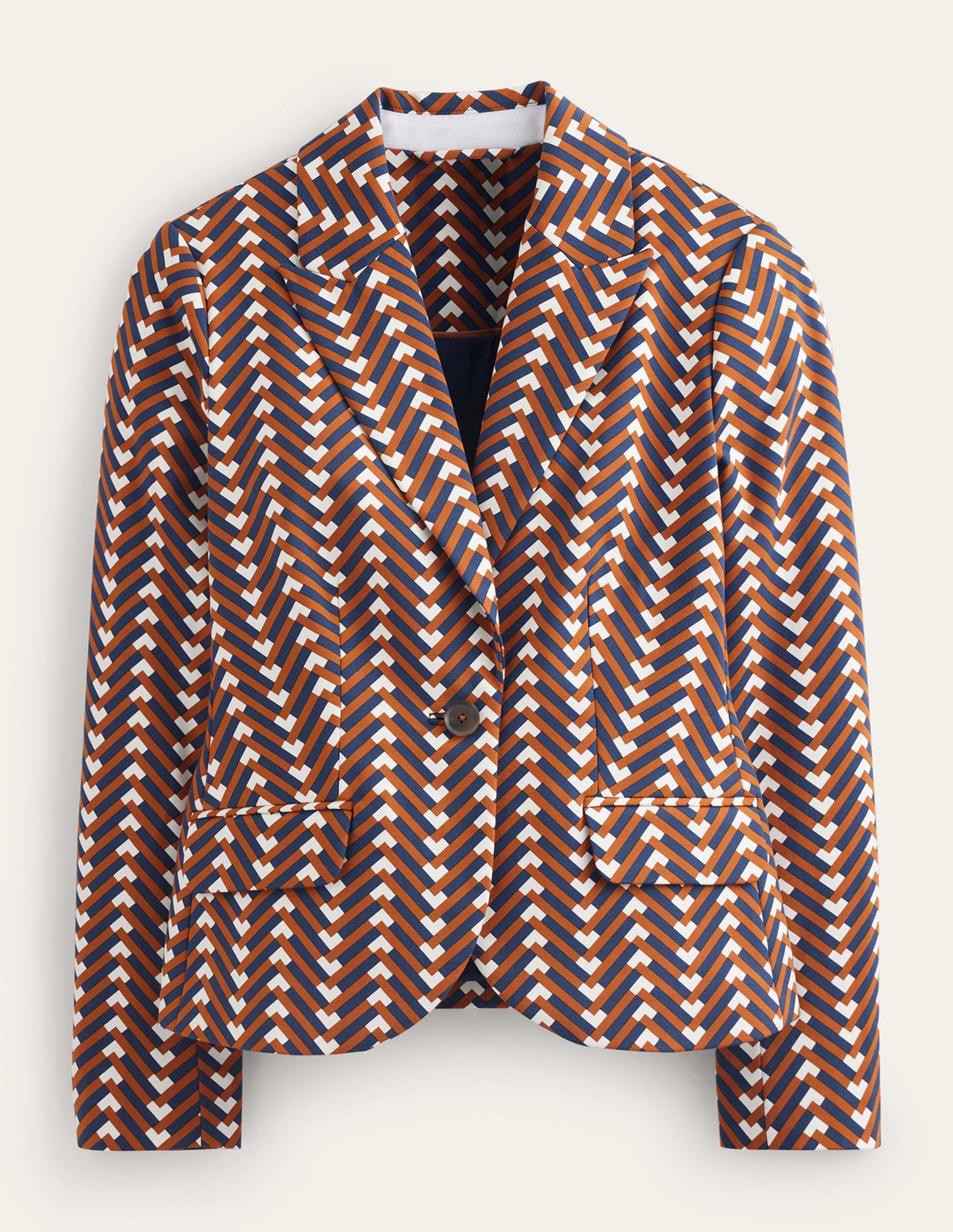 Canonbury Printed Blazer-Pumpkin, Chevron Geo-5