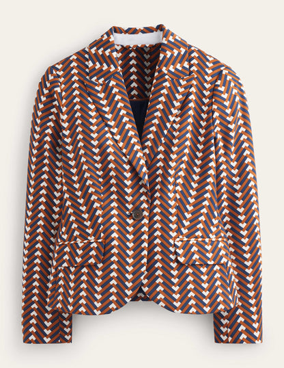 Canonbury Printed Blazer-Pumpkin, Chevron Geo-5