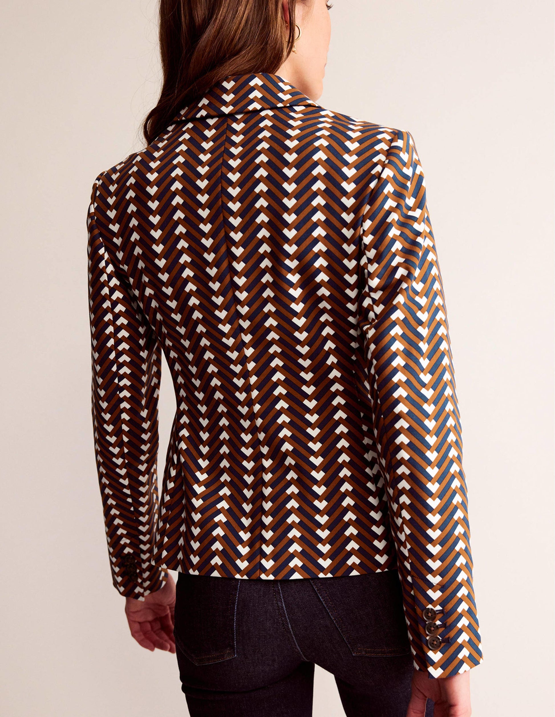 Canonbury Printed Blazer-Pumpkin, Chevron Geo-3
