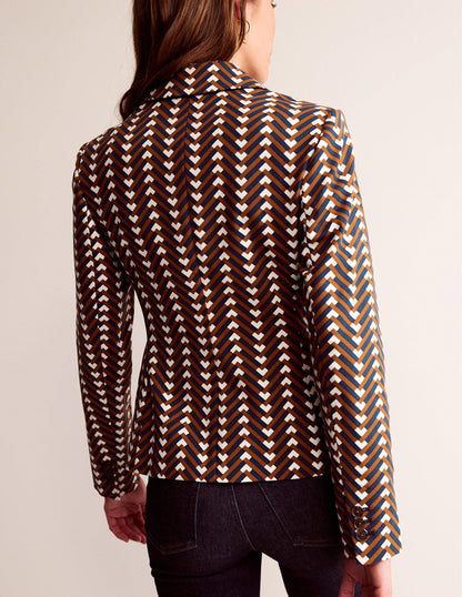 Canonbury Printed Blazer-Pumpkin, Chevron Geo-3