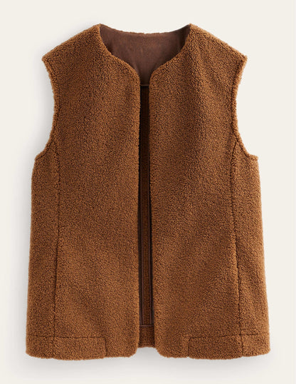 Teddy Gilet-Raw Umber