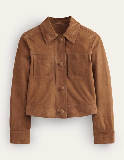 Collared Suede Jacket-Raw Umber-6