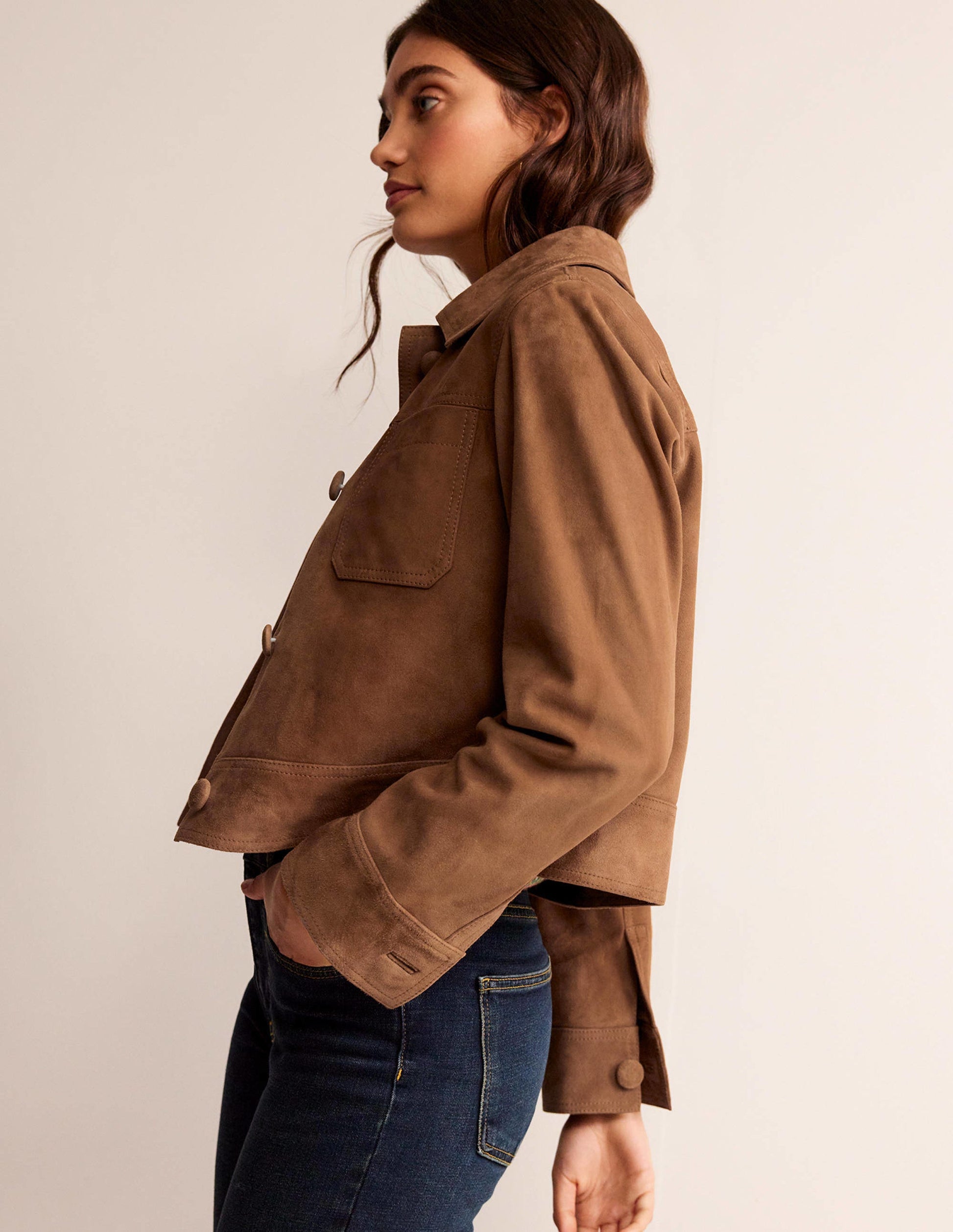 Collared Suede Jacket-Raw Umber-4