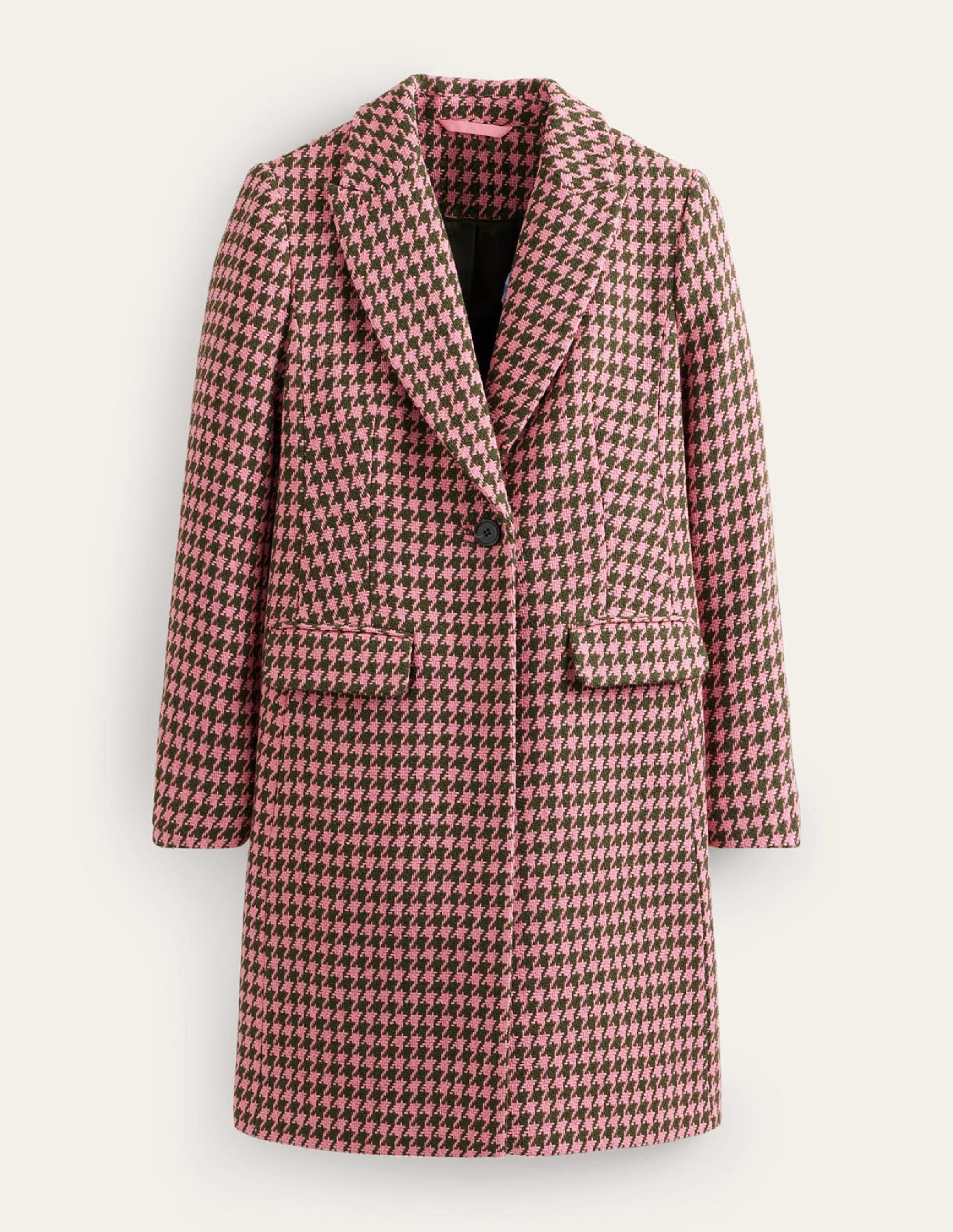 Canterbury Interest Coat-Pink and Khaki Dogstooth - Image 6
