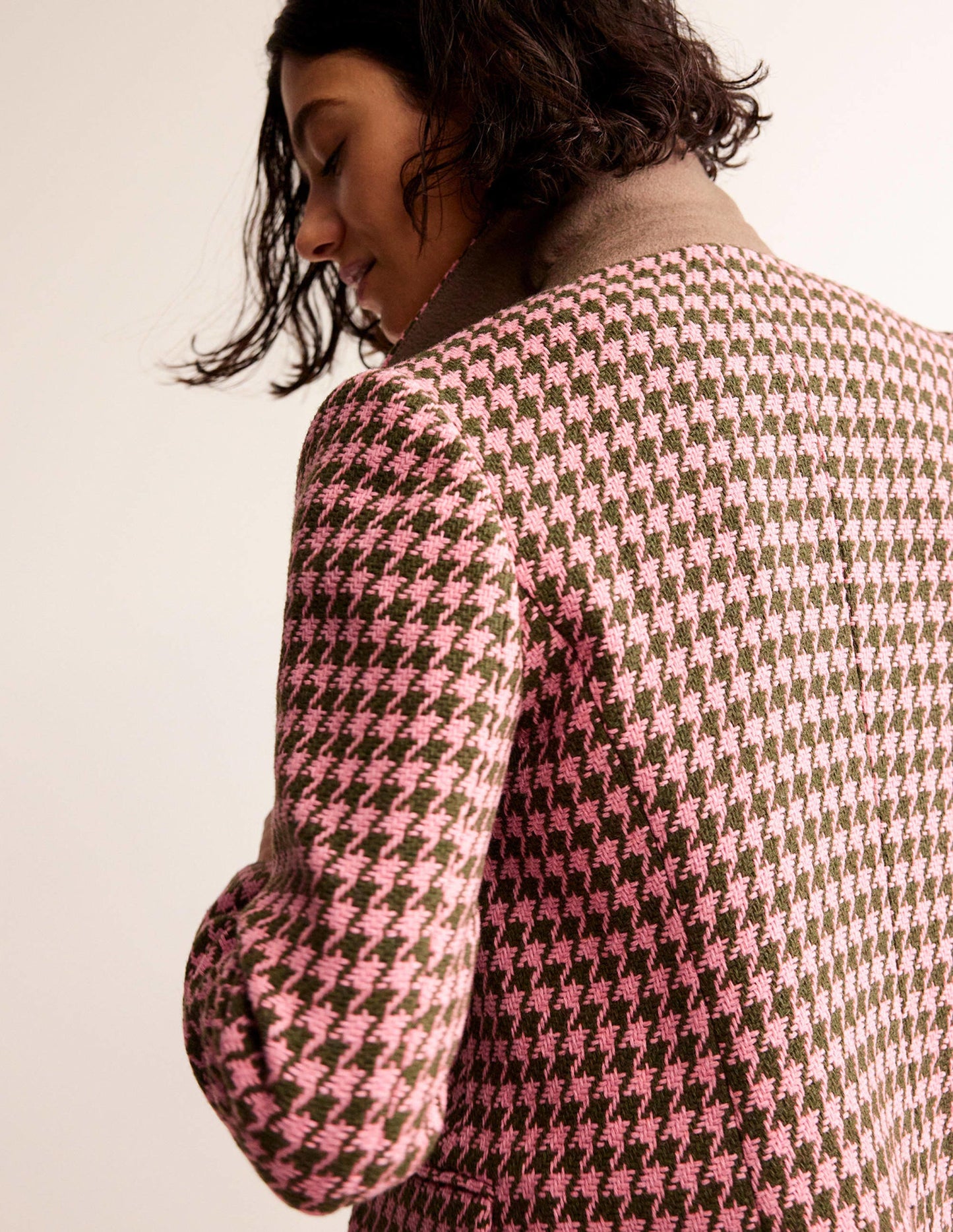Canterbury Interest Coat-Pink and Khaki Dogstooth