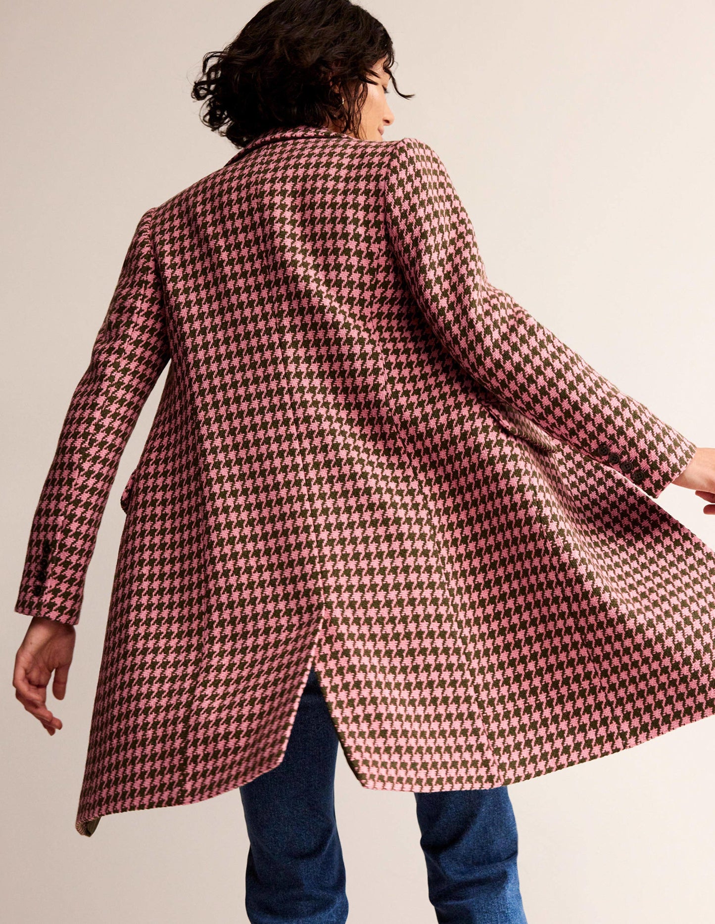 Canterbury Interest Coat-Pink and Khaki Dogstooth