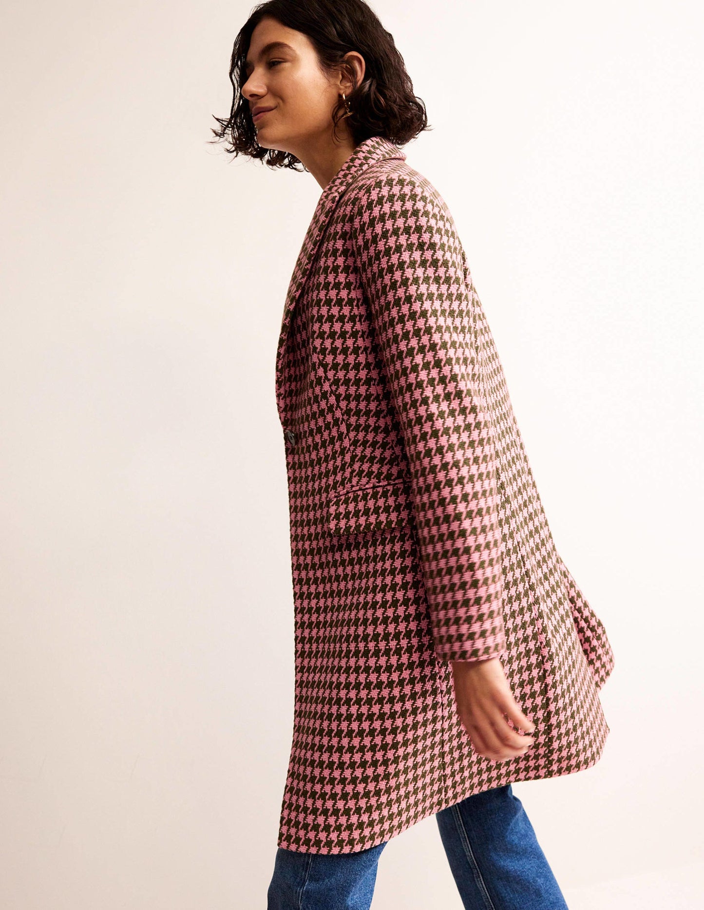 Canterbury Interest Coat-Pink and Khaki Dogstooth