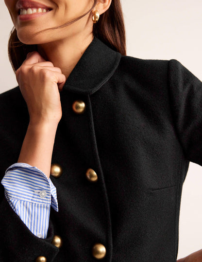 Double-Breasted Wool Coat-Black-2