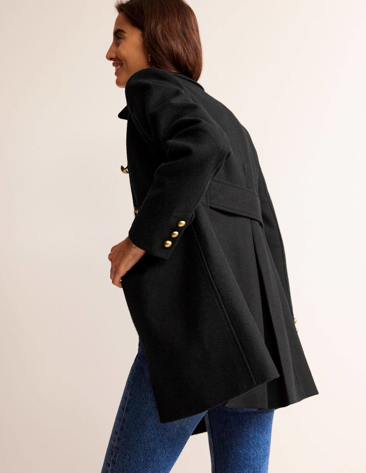 Double-Breasted Wool Coat-Black