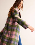 Relaxed-Fit Checked Coat-Pink Check