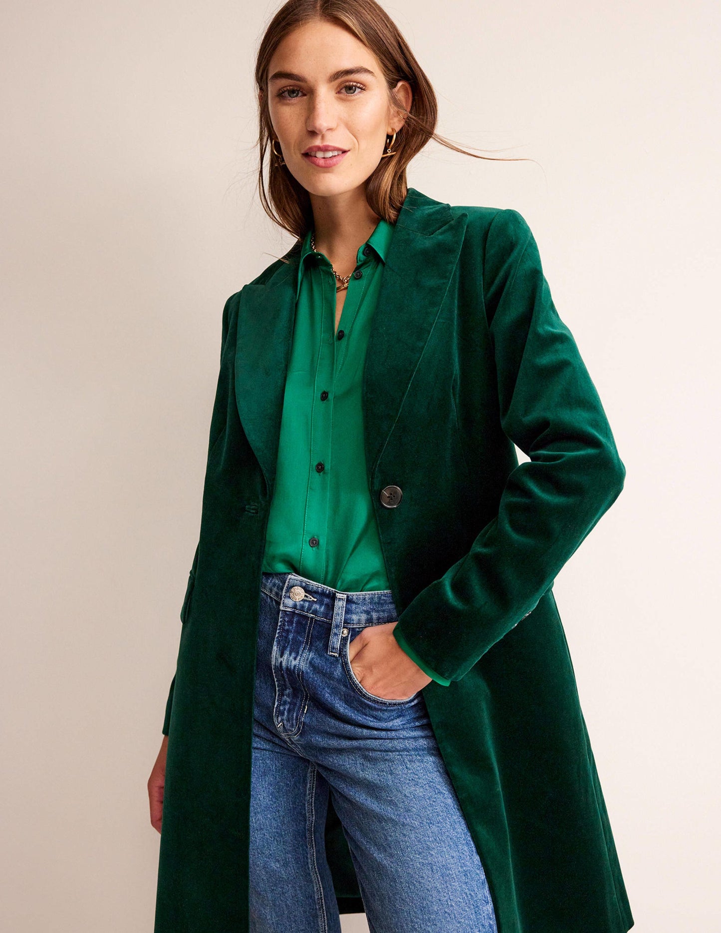 Canterbury Velvet Coat-Emerald Night