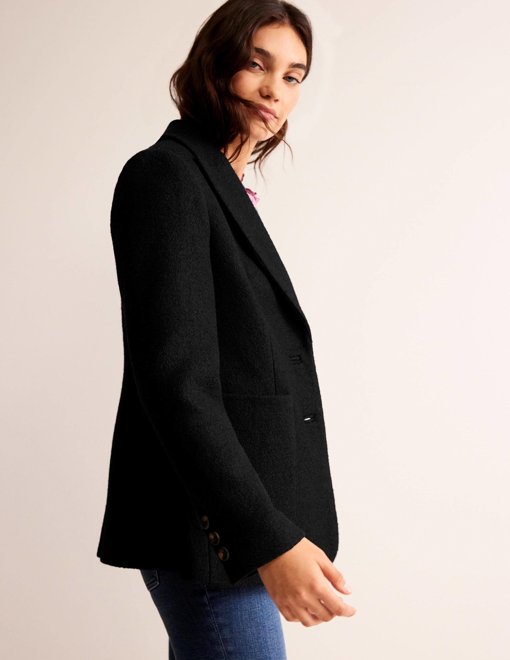 Marylebone Textured Blazer-Black - Image 4