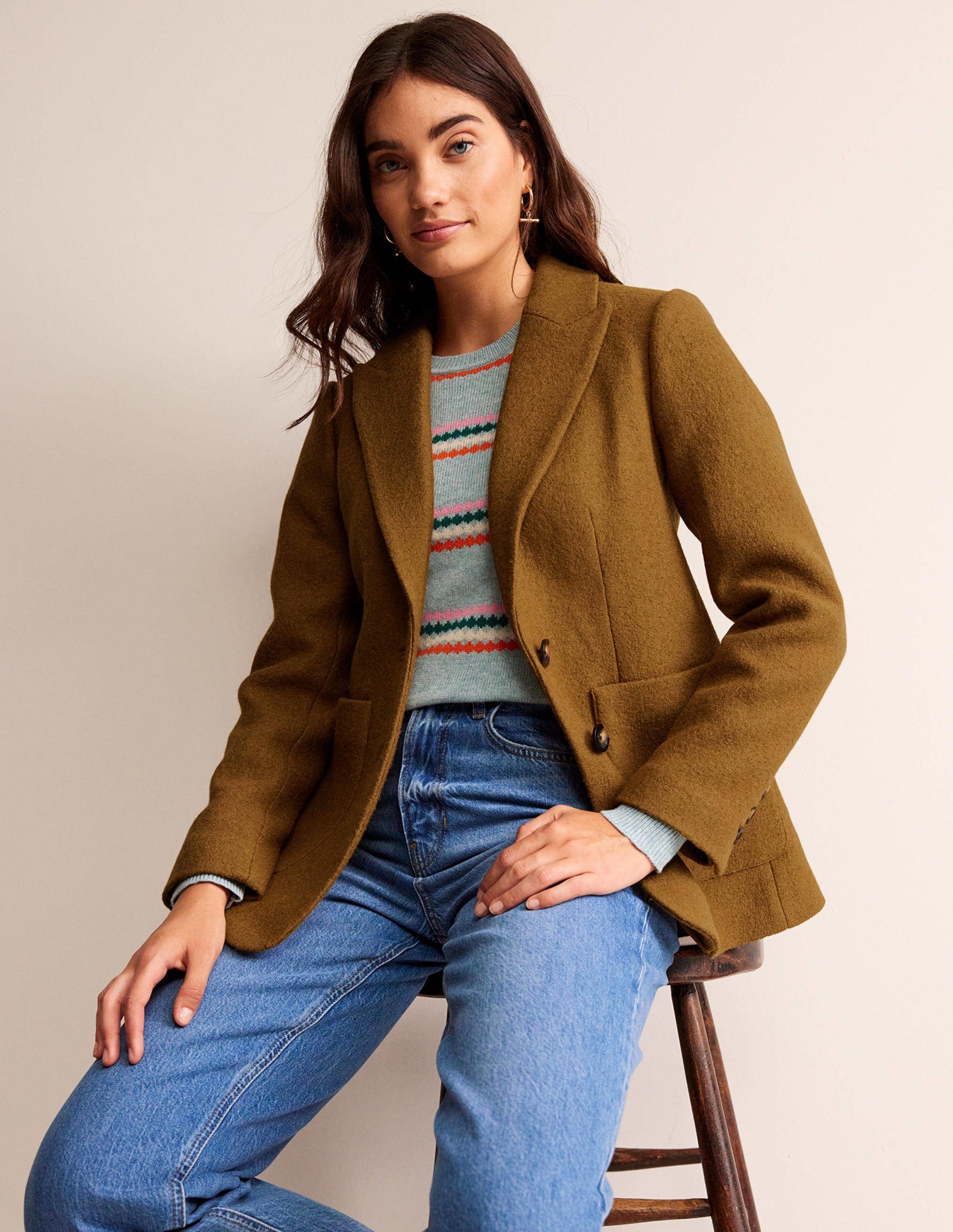 Marylebone Textured Blazer-Camel-4