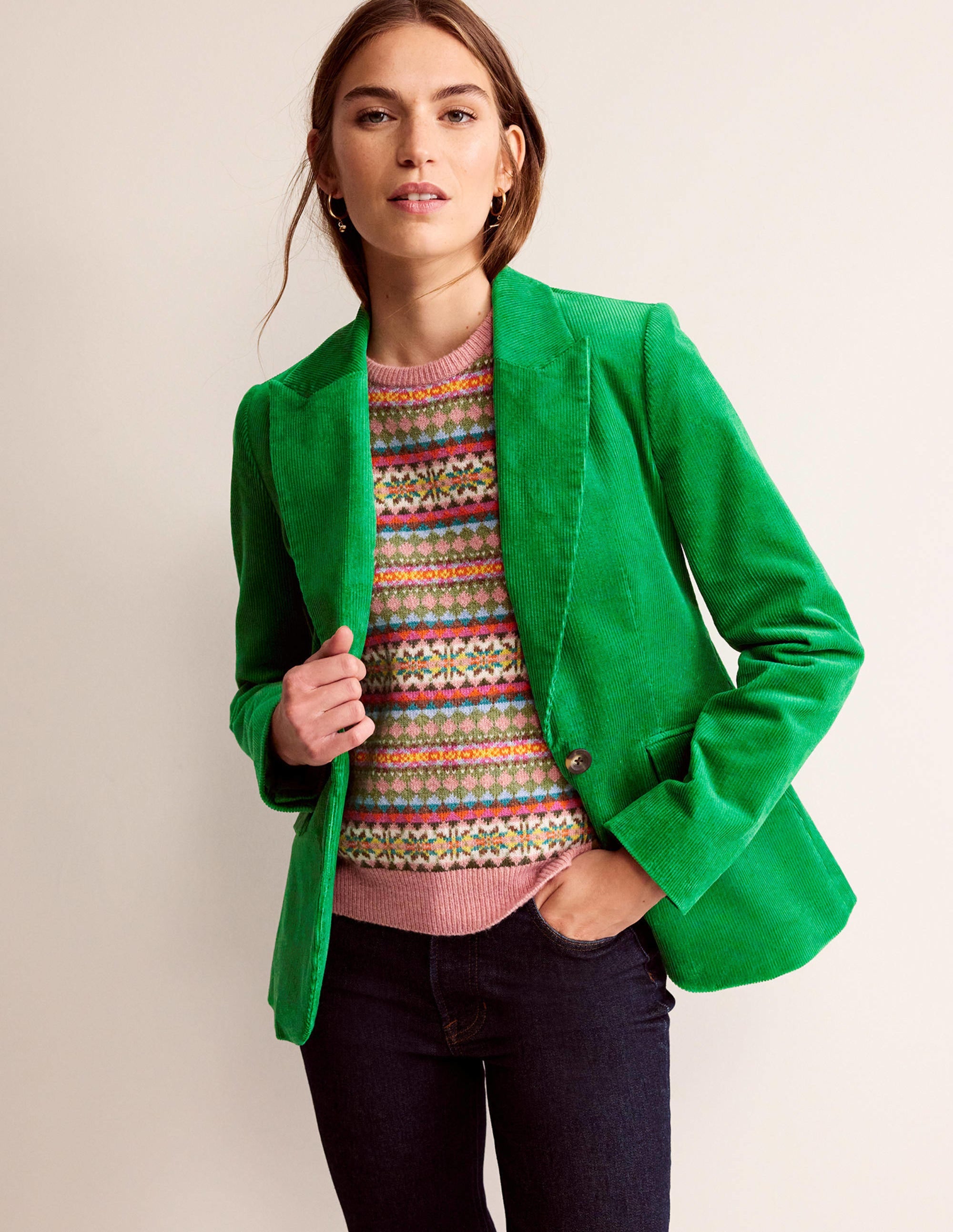 Marylebone Cord Blazer-Highland Green - Image 1
