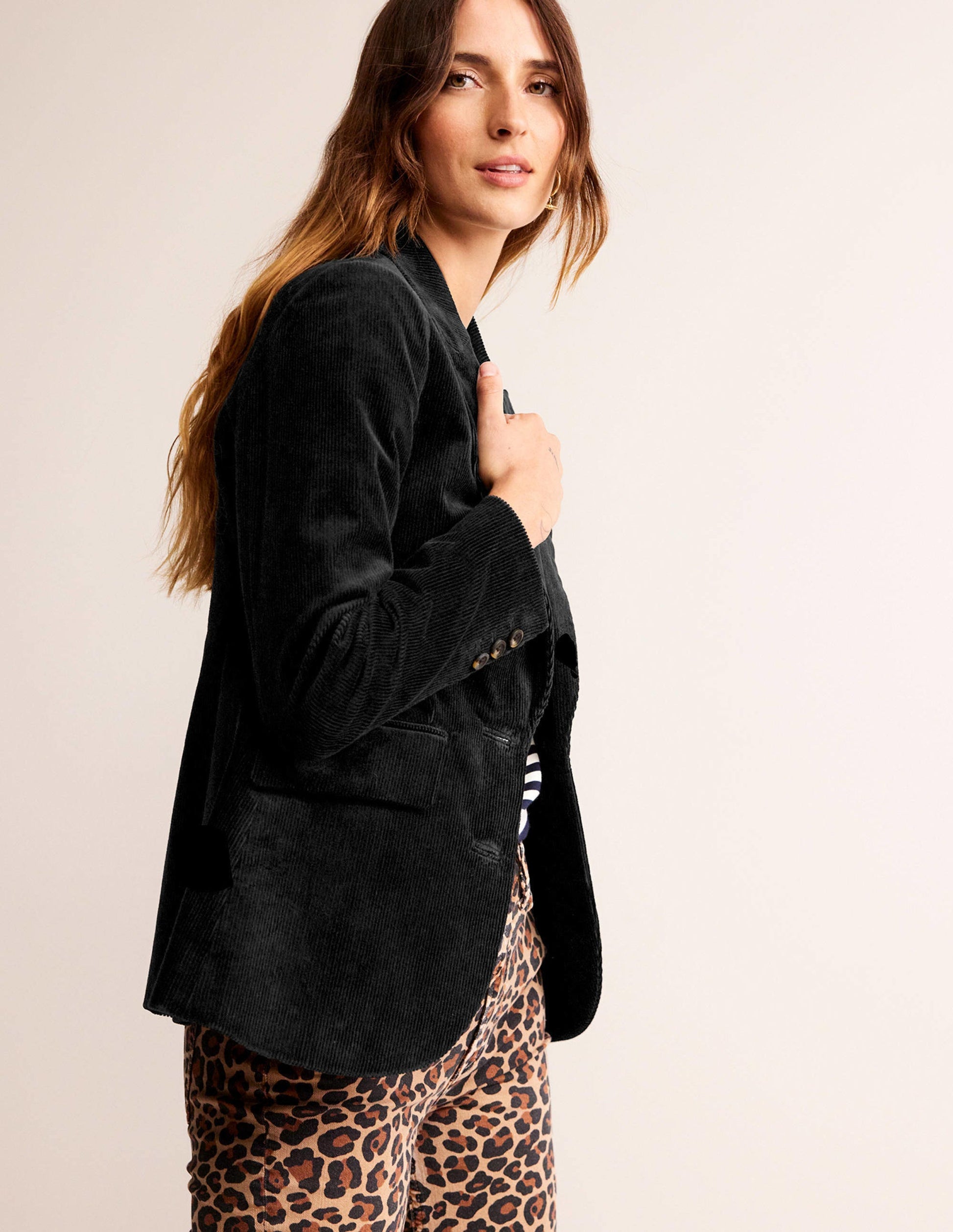 Marylebone Cord Blazer-Black-4