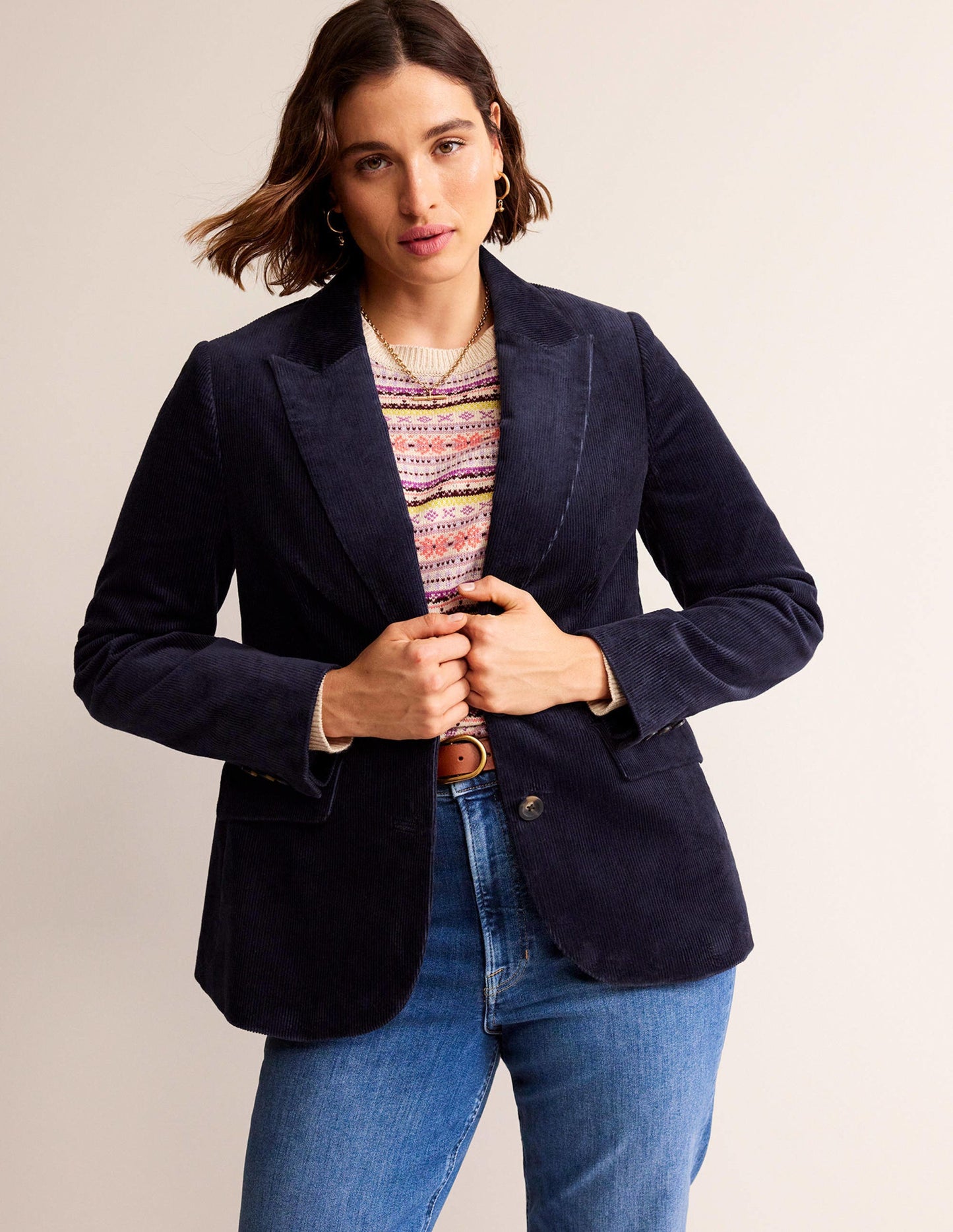 Marylebone Cord Blazer-Navy